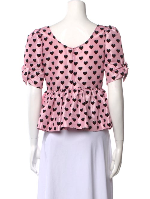 LoveShackFancy Polka Dot Print Scoop Neck Top