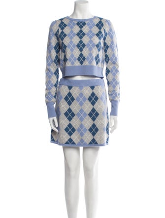LoveShackFancy Wool Plaid Print Skirt Set