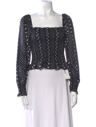 LoveShackFancy Printed Square Neckline Crop Top