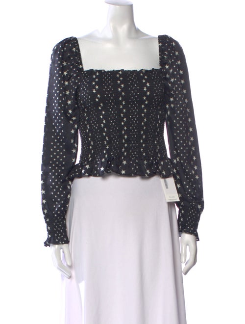 LoveShackFancy Printed Square Neckline Crop Top