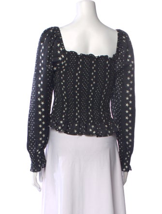 LoveShackFancy Printed Square Neckline Crop Top