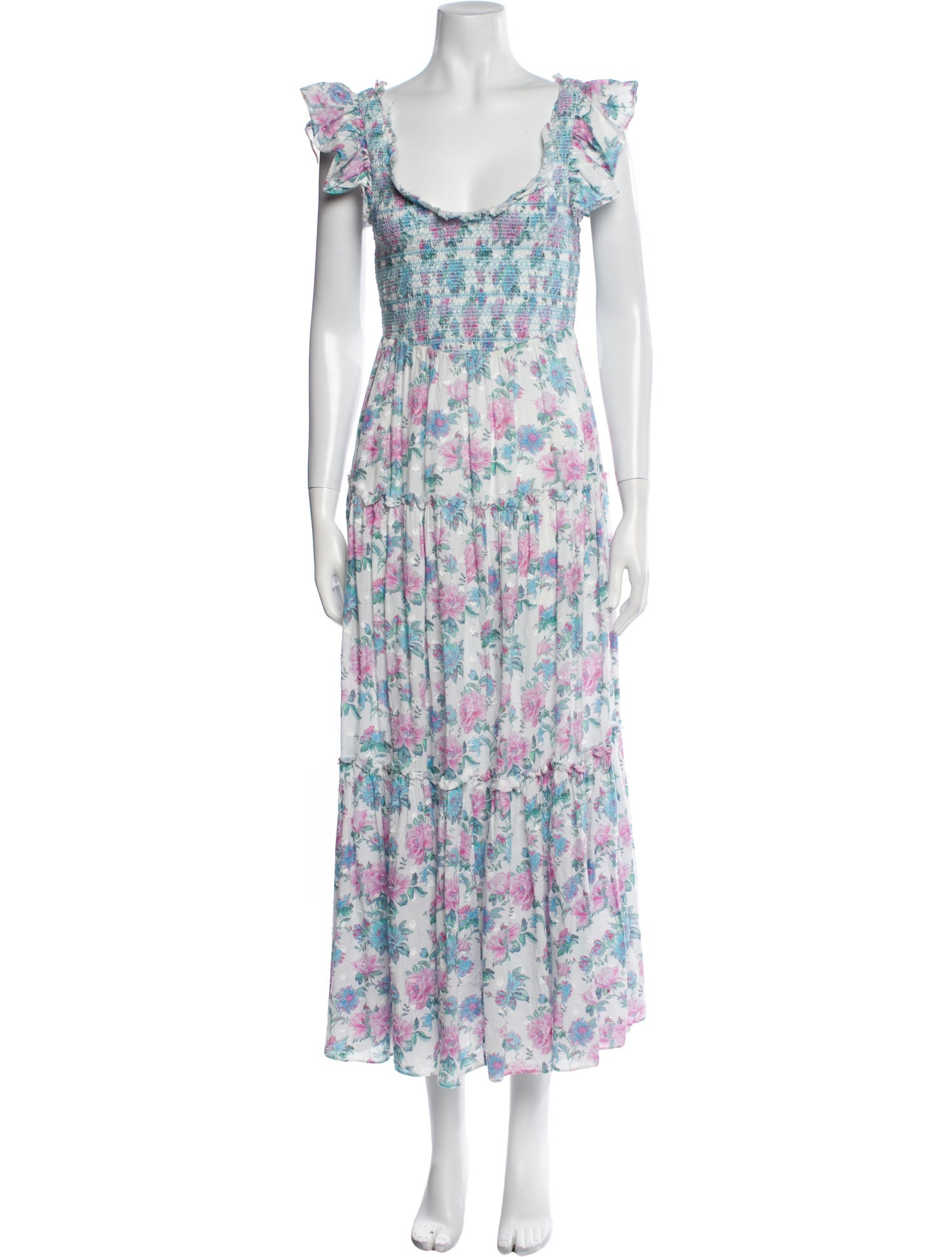 LoveShackFancy Floral Print Long Dress