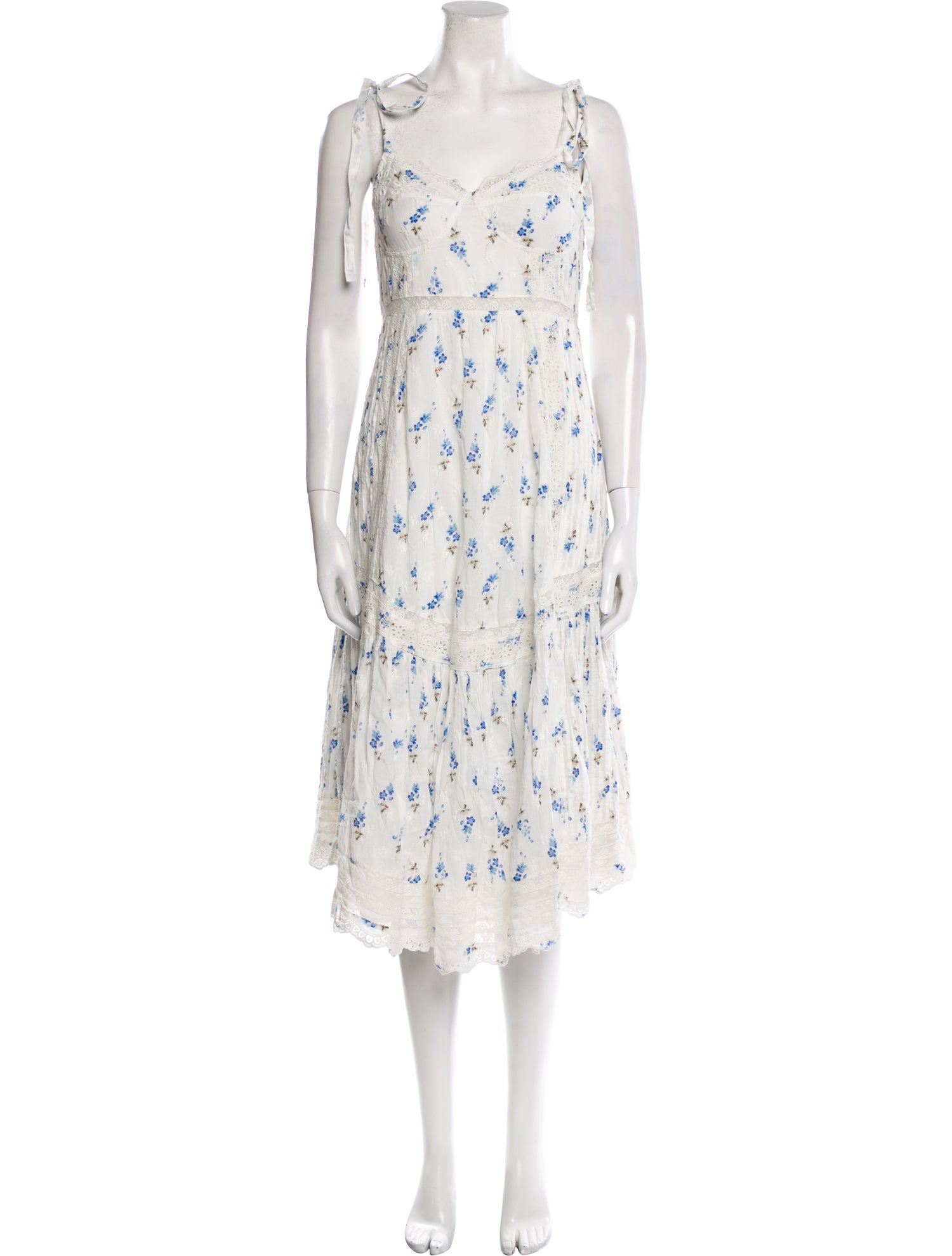 LoveShackFancy Floral Print Midi Length Dress