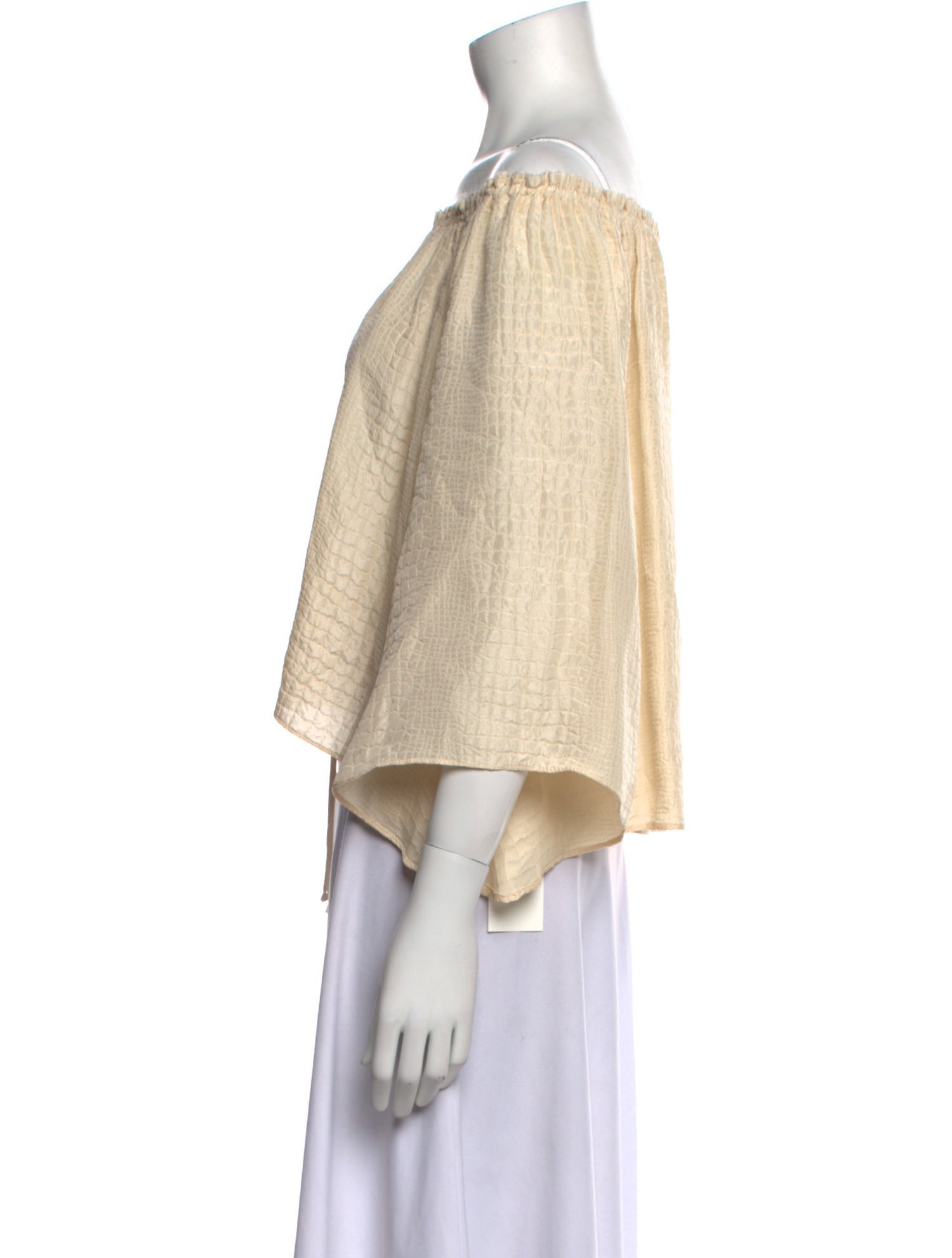 LoveShackFancy Silk Off-The-Shoulder Crop Top