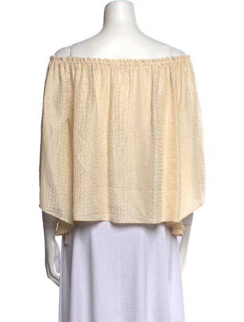 LoveShackFancy Silk Off-The-Shoulder Crop Top