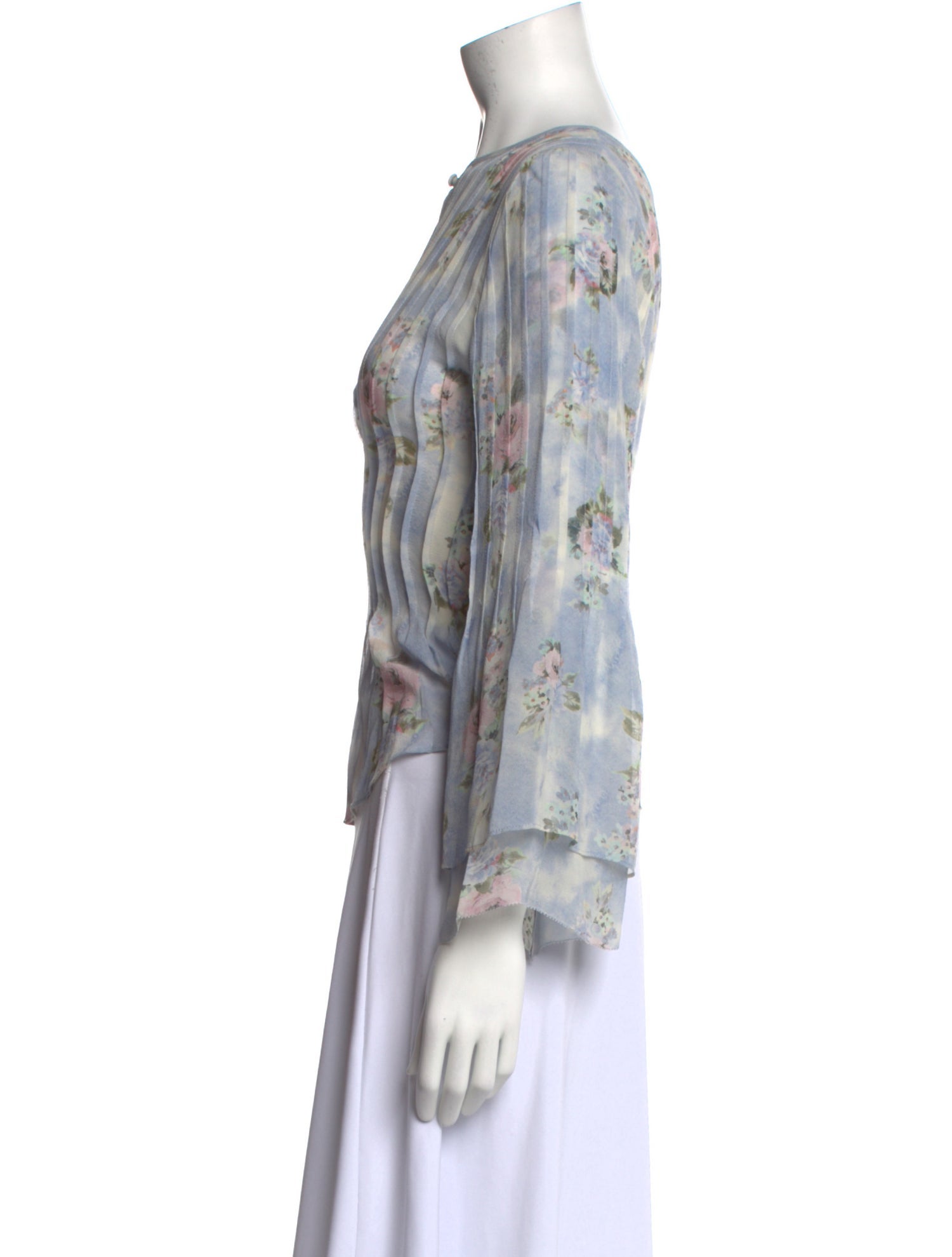 LoveShackFancy Silk Floral Print Blouse