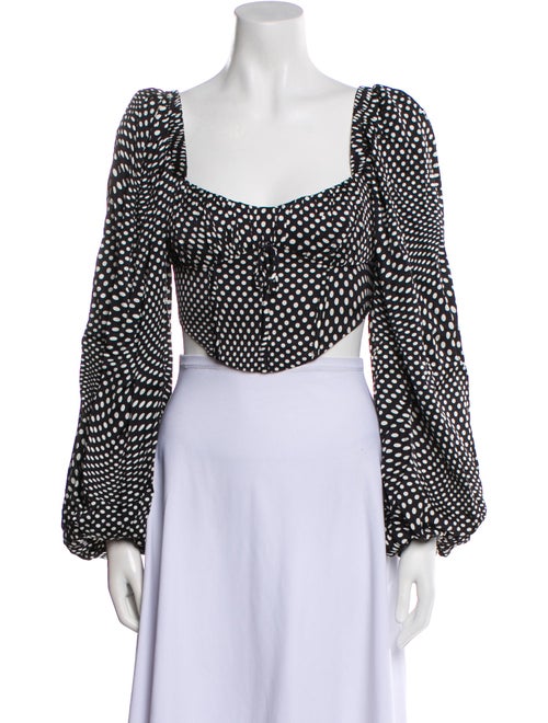 LoveShackFancy Silk Polka Dot Print Crop Top