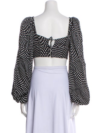 LoveShackFancy Silk Polka Dot Print Crop Top