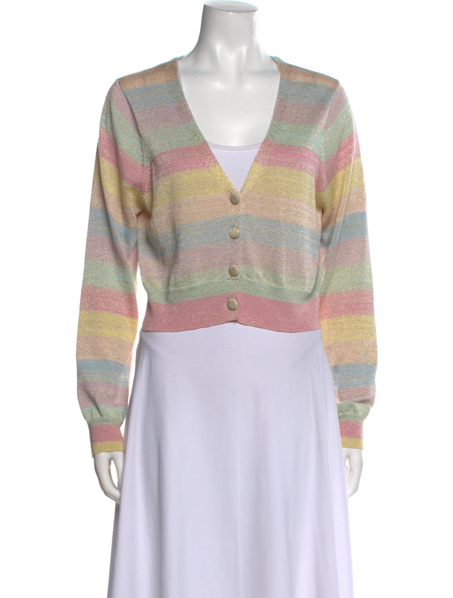 LoveShackFancy Striped V-Neck Sweater