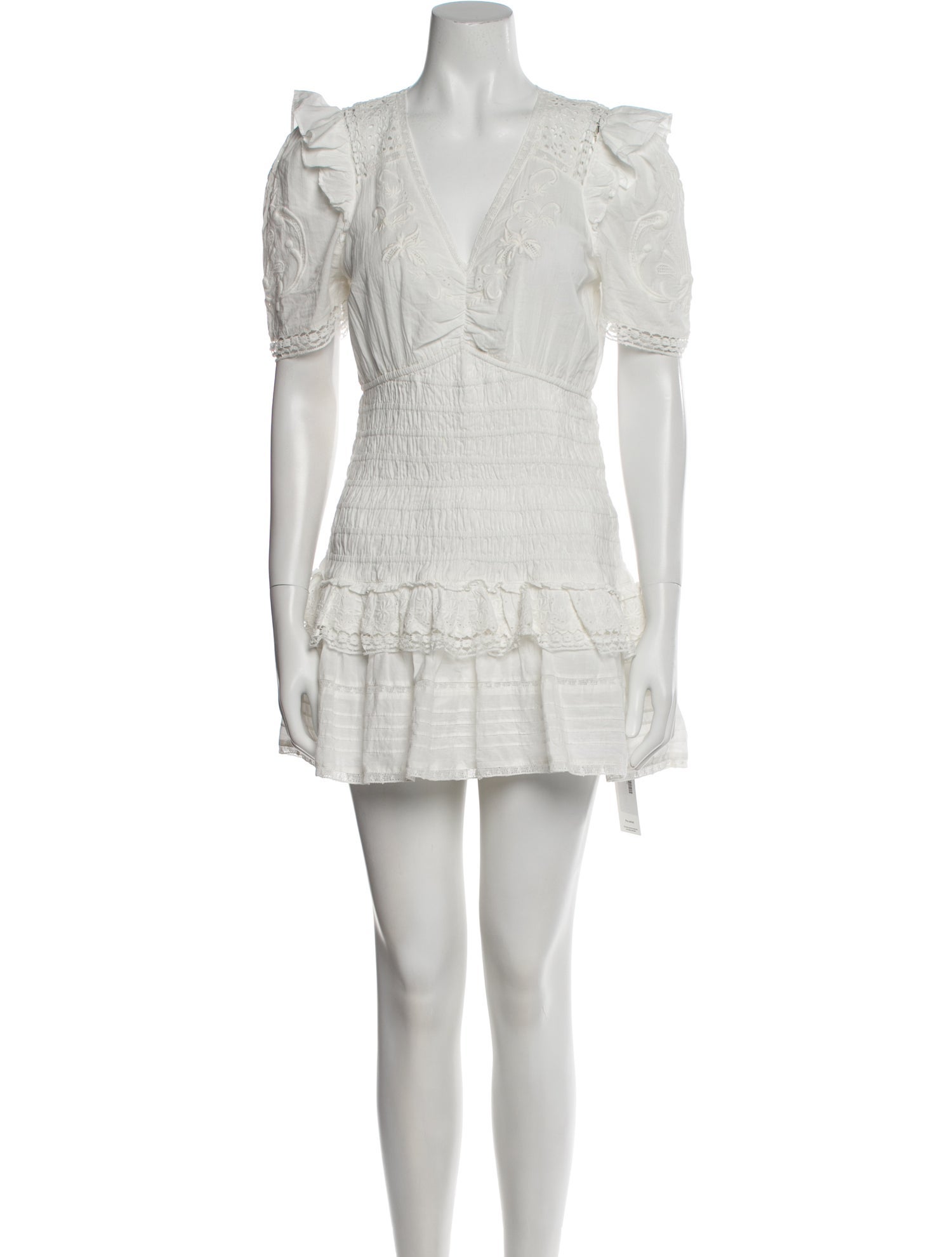 LoveShackFancy V-Neck Mini Dress