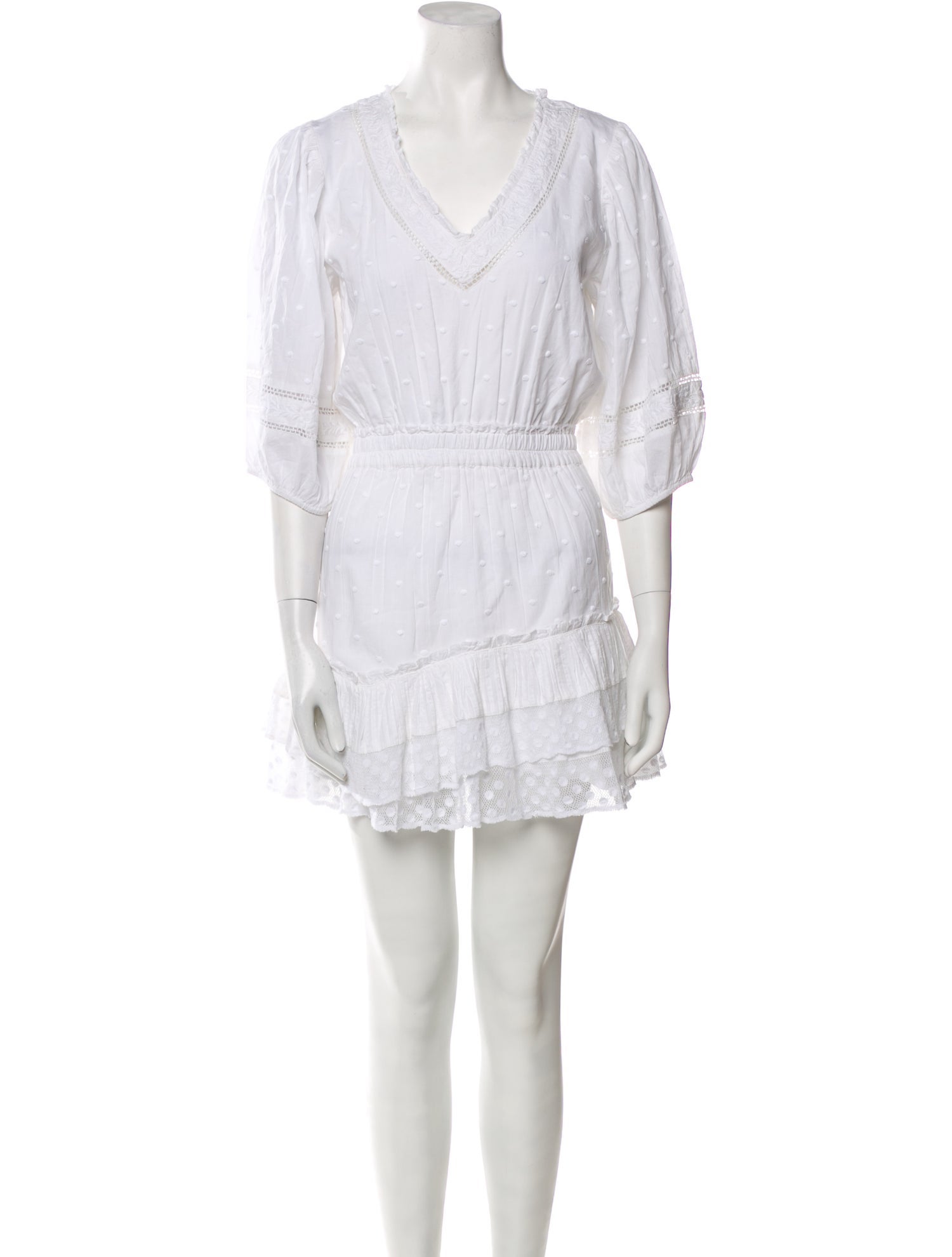 LoveShackFancy V-Neck Mini Dress