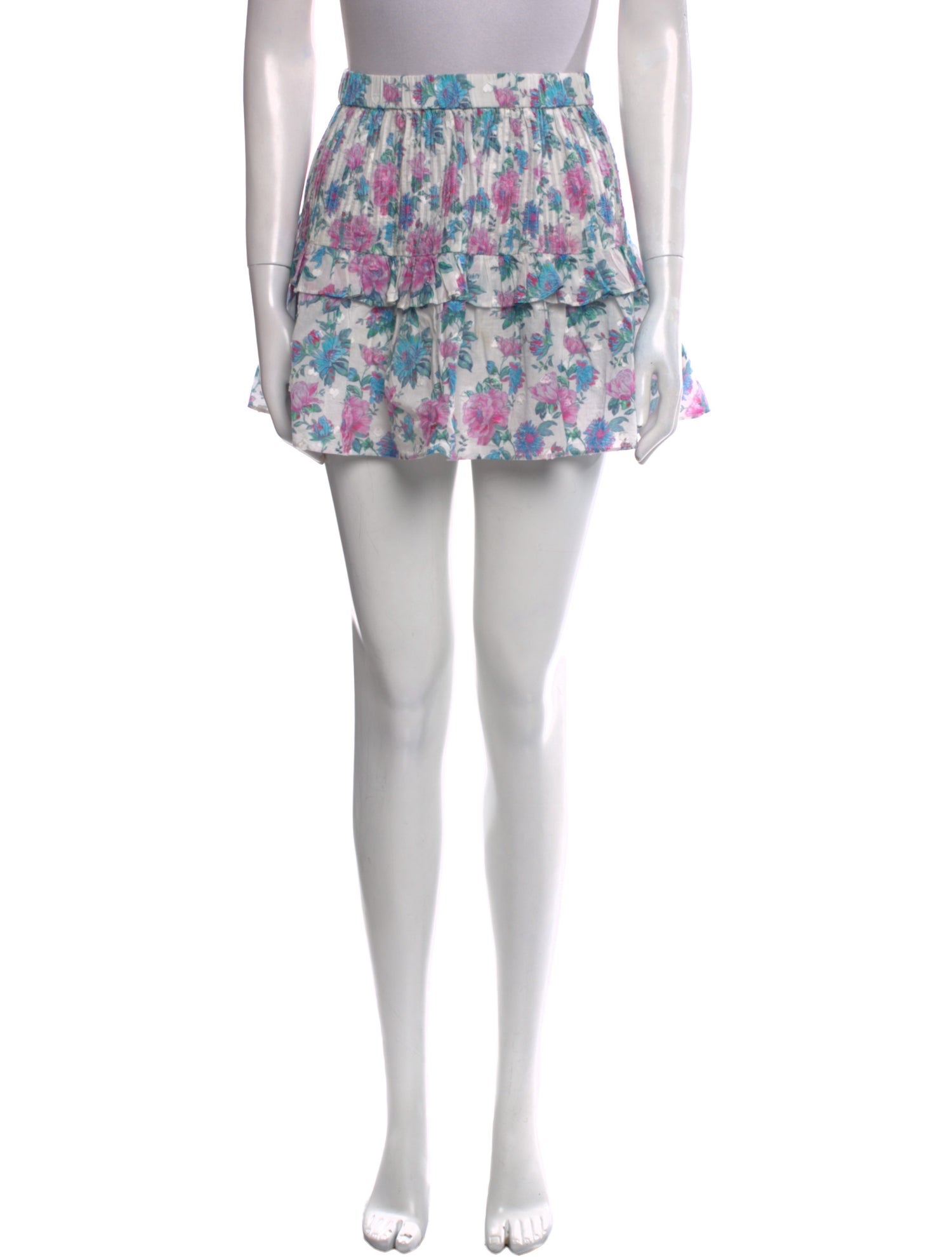 LoveShackFancy Floral Print Mini Skirt