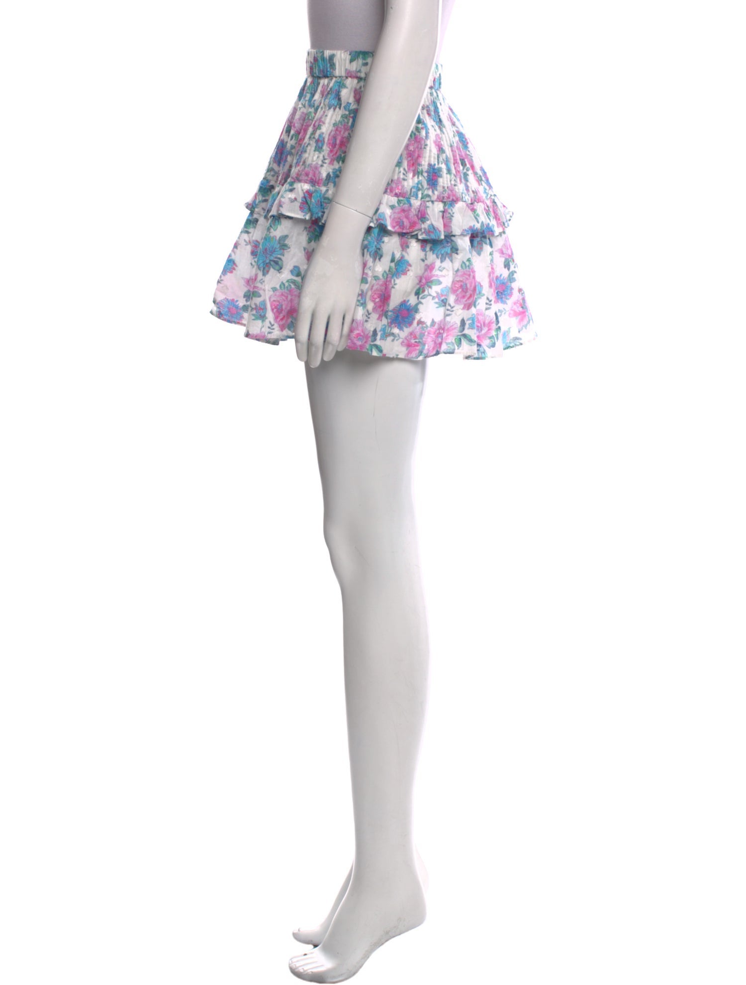 LoveShackFancy Floral Print Mini Skirt