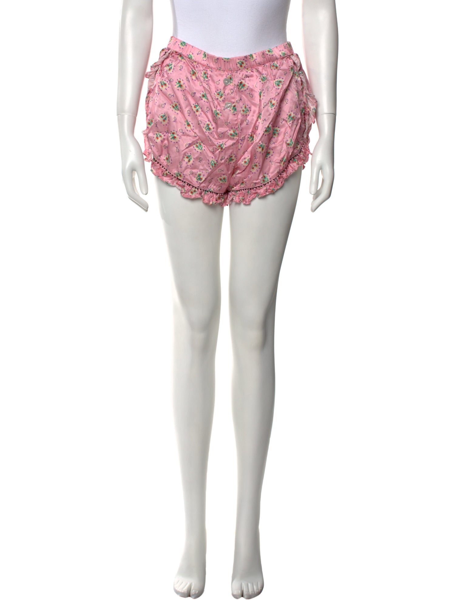 LoveShackFancy Floral Print Mini Shorts