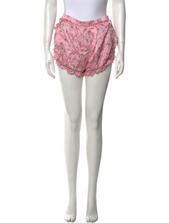 LoveShackFancy Floral Print Mini Shorts