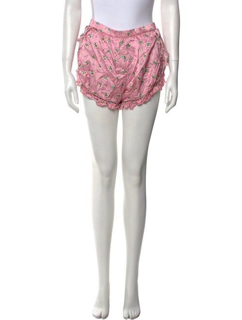 LoveShackFancy Floral Print Mini Shorts