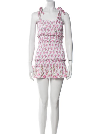 LoveShackFancy Floral Print Mini Dress