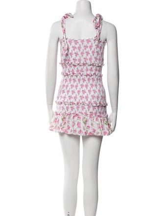 LoveShackFancy Floral Print Mini Dress