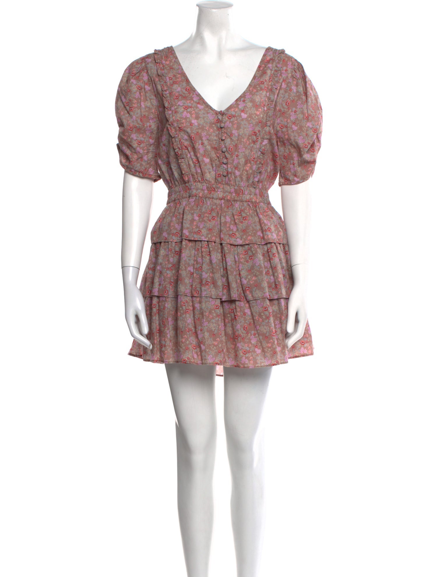 LoveShackFancy Floral Print Mini Dress