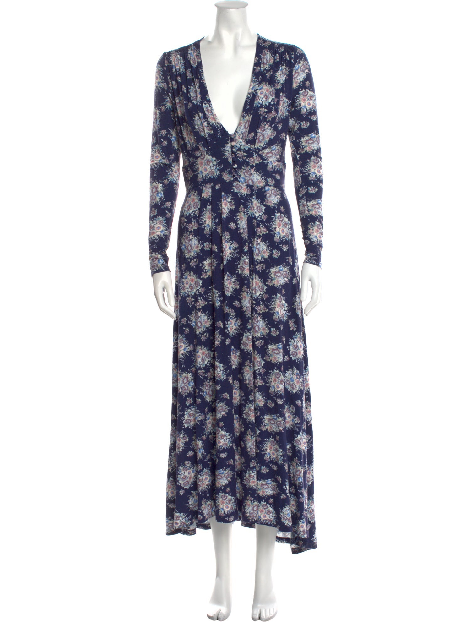 LoveShackFancy Floral Print Midi Length Dress