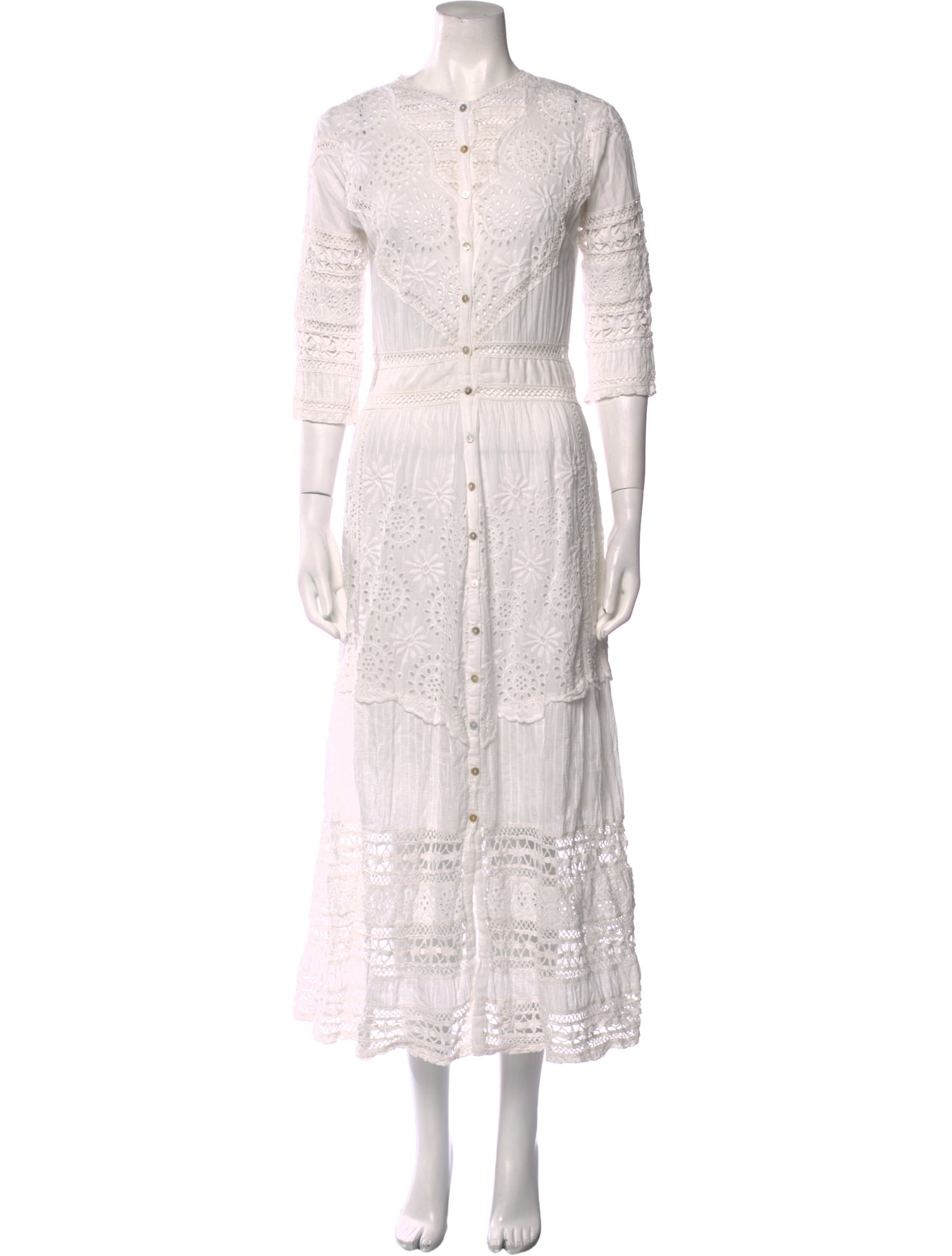 LoveShackFancy Crew Neck Long Dress