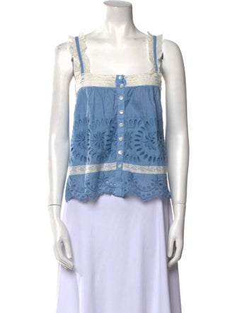 LoveShackFancy Patterned Square Neckline Crop Top