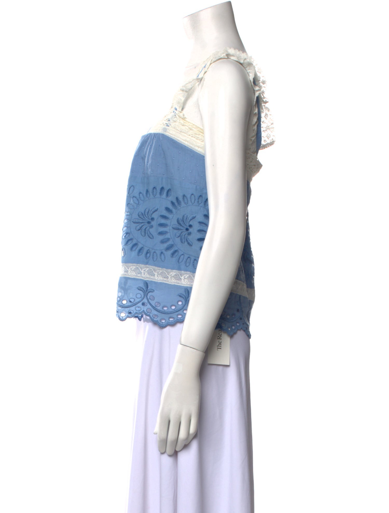 LoveShackFancy Patterned Square Neckline Crop Top