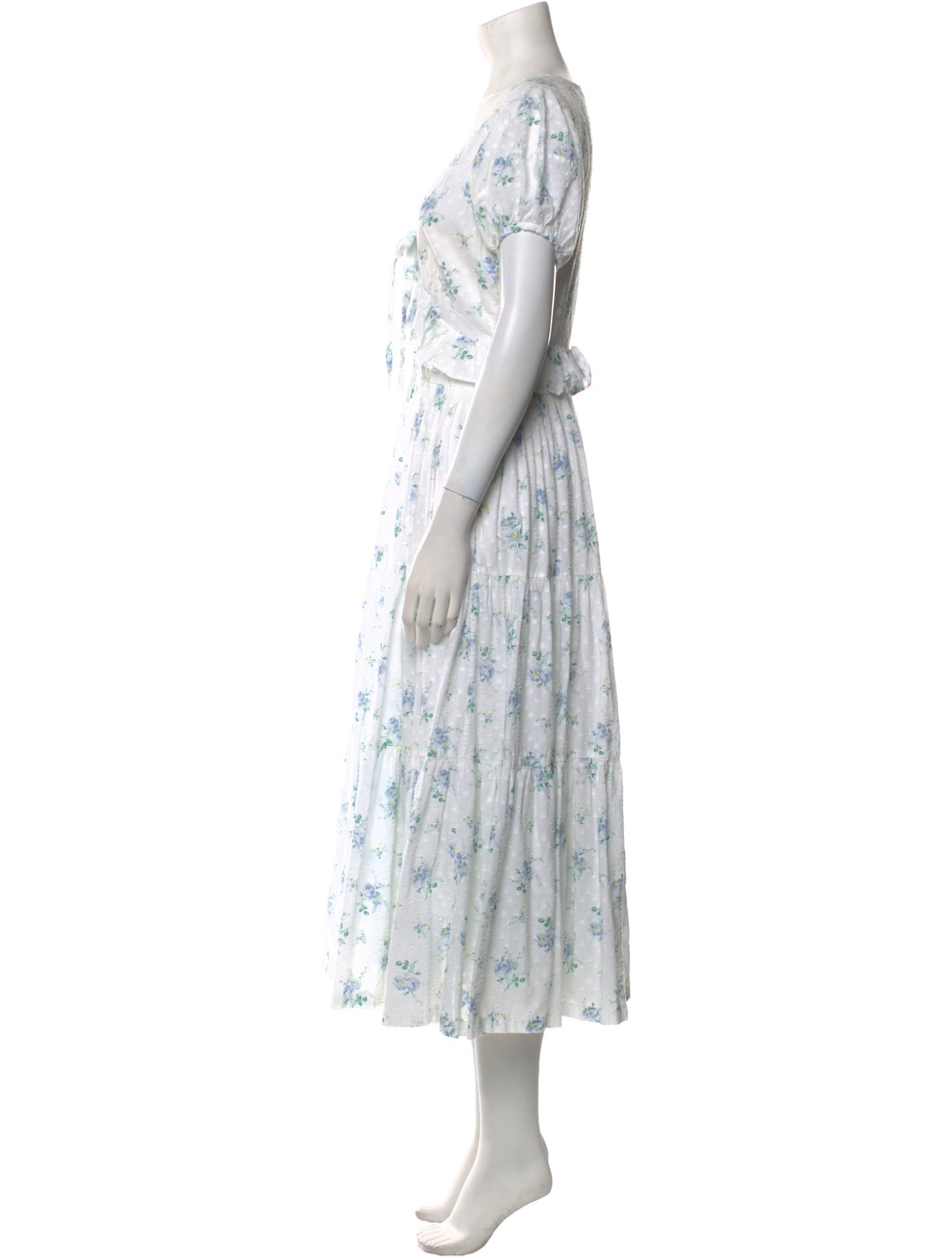 LoveShackFancy Floral Print Midi Length Dress