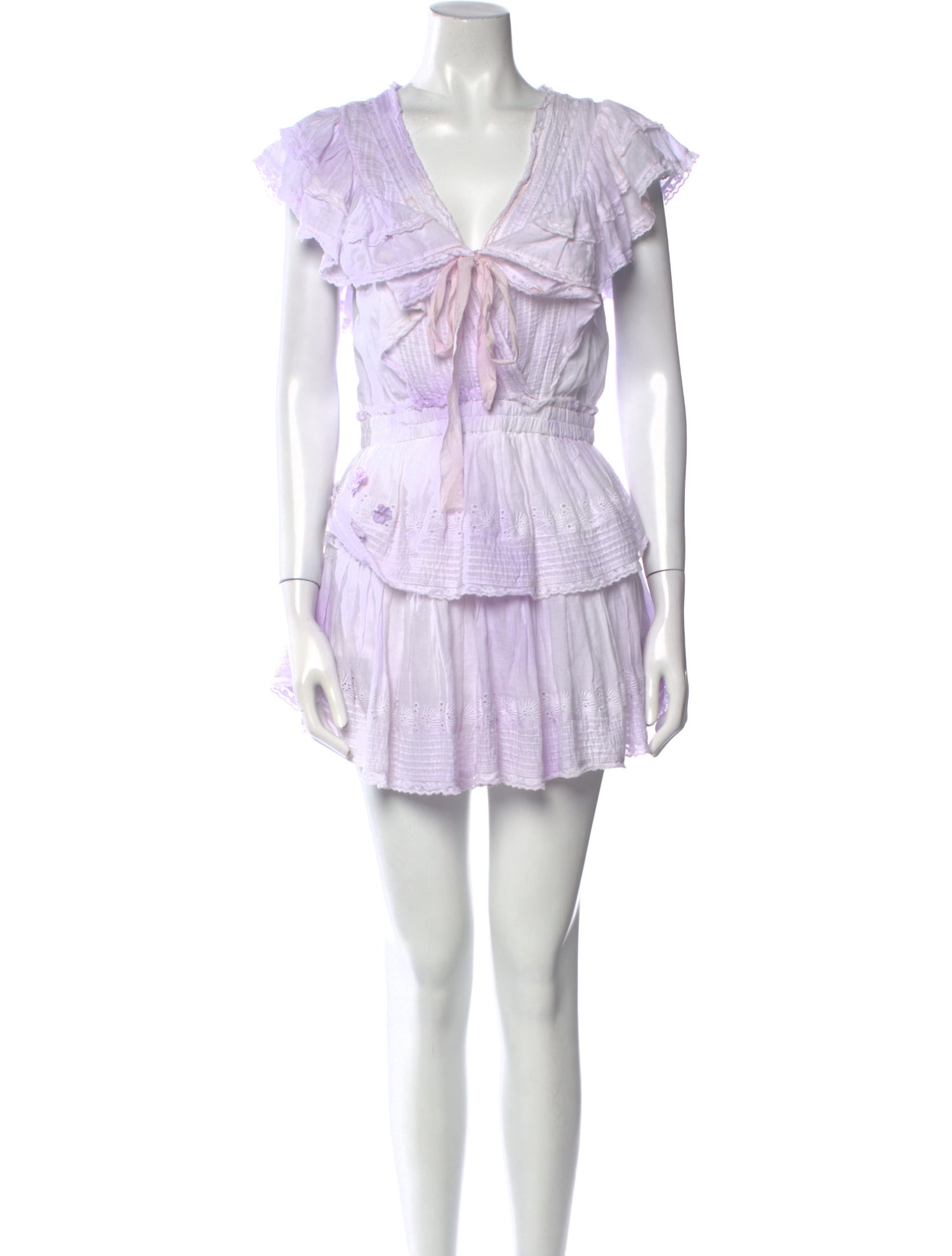 LoveShackFancy V-Neck Mini Dress