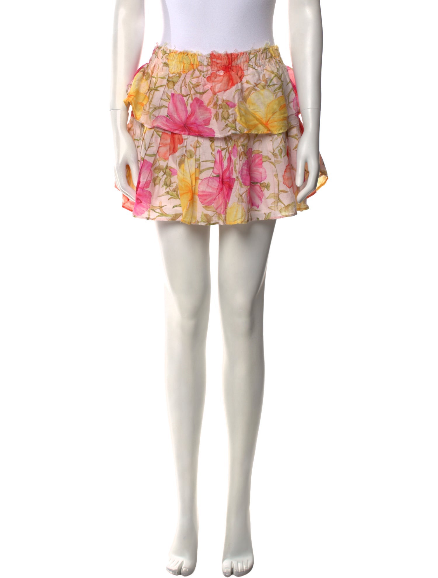 LoveShackFancy Floral Print Mini Skirt