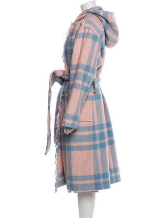 LoveShackFancy Wool Plaid Print Trench Coat