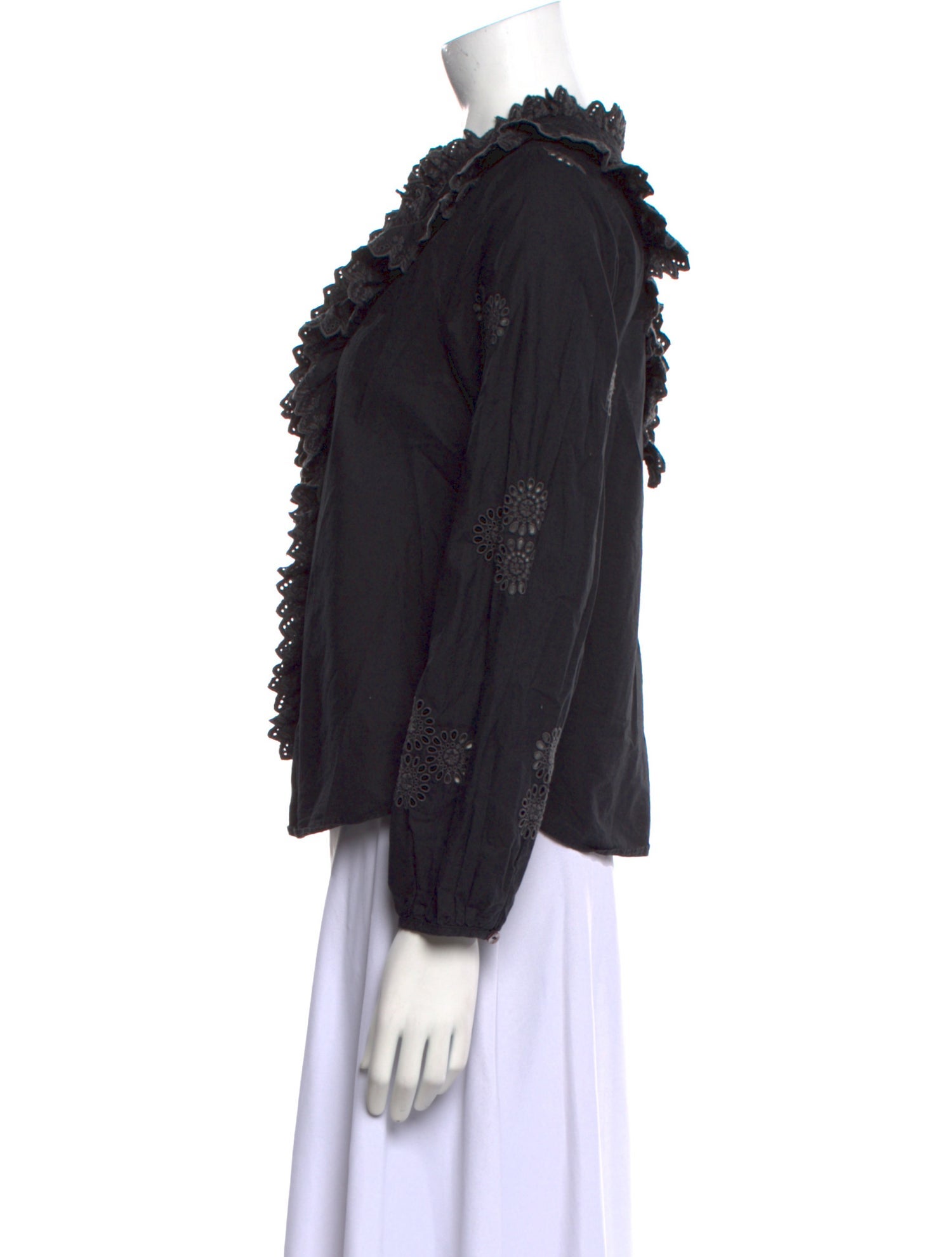 LoveShackFancy Mock Neck Long Sleeve Blouse