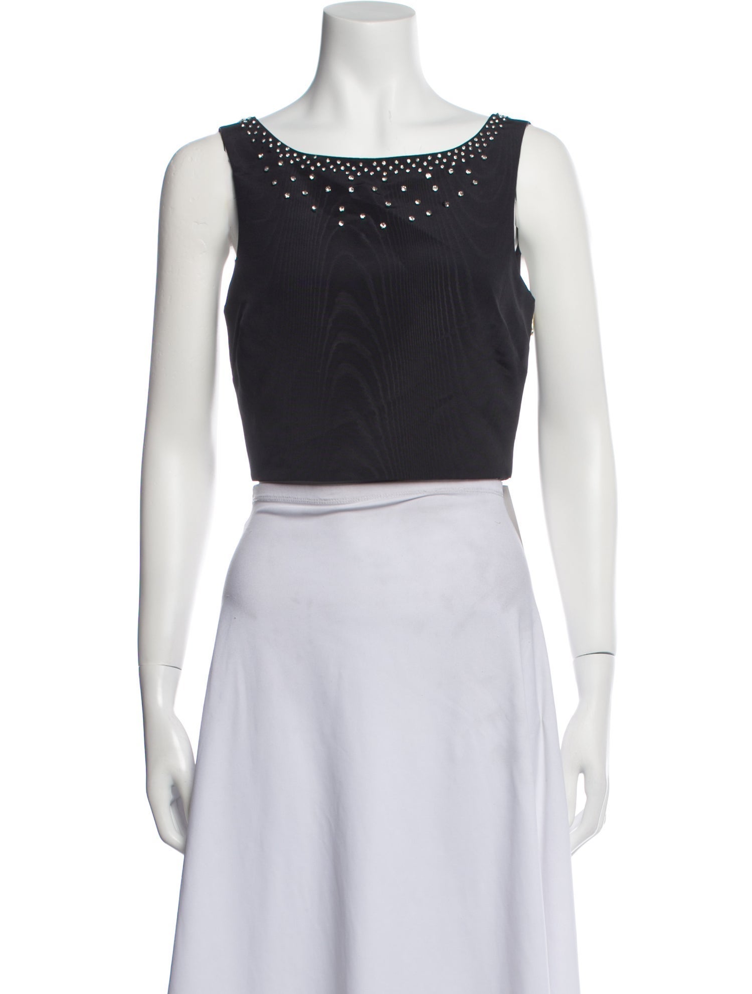 LoveShackFancy Bateau Neckline Sleeveless Crop Top