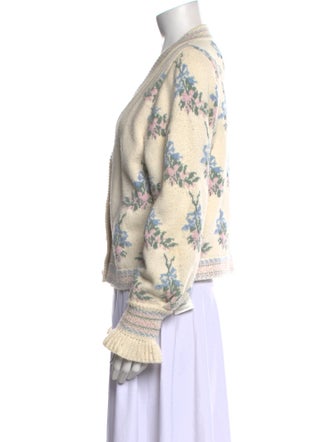 LoveShackFancy Floral Print V-Neck Sweater