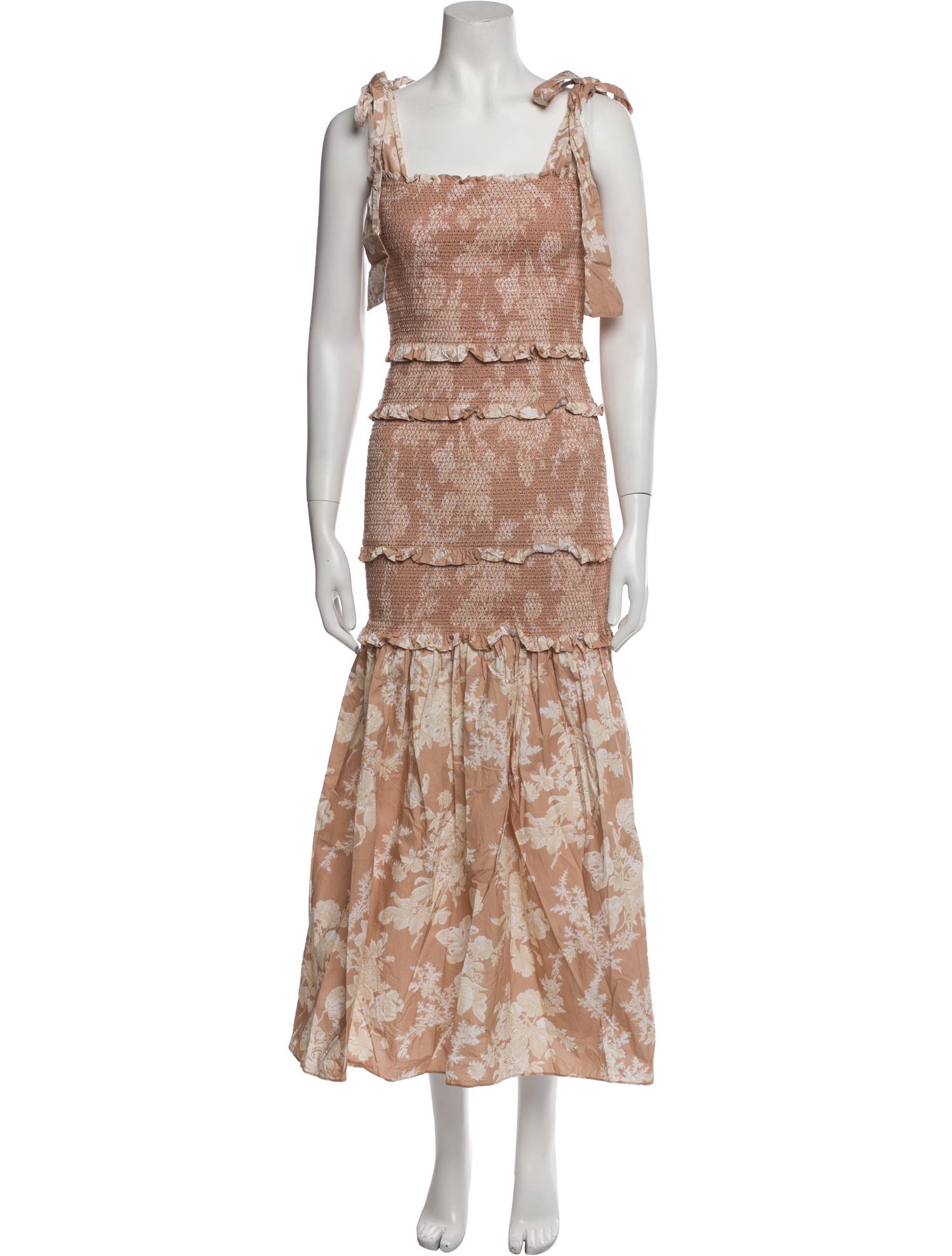 LoveShackFancy Floral Print Long Dress