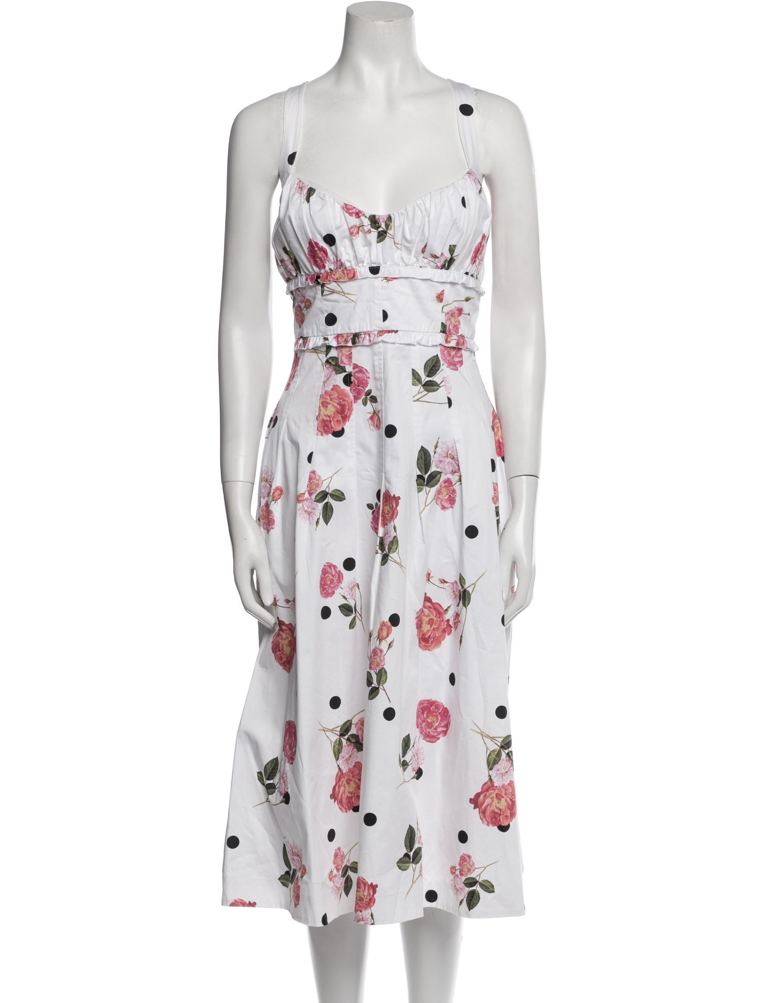 LoveShackFancy Floral Print Midi Length Dress