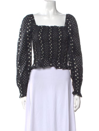 LoveShackFancy Printed Square Neckline Crop Top