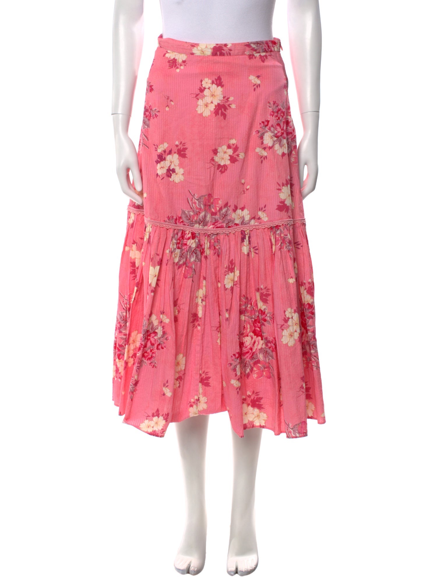 LoveShackFancy Floral Print Midi Length Skirt