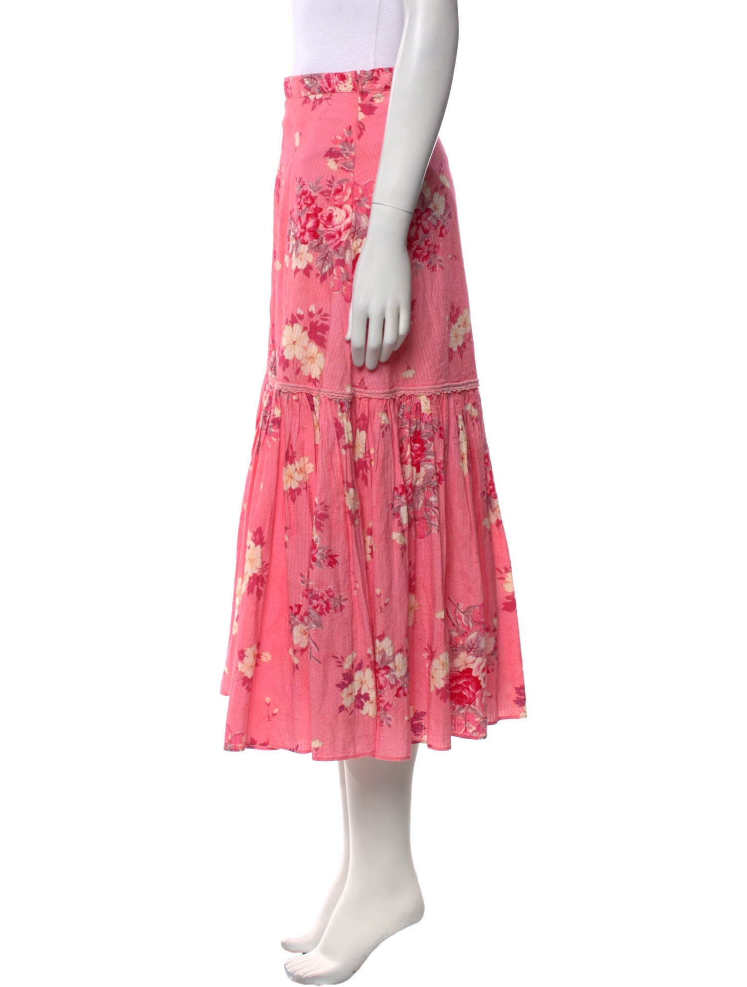 LoveShackFancy Floral Print Midi Length Skirt