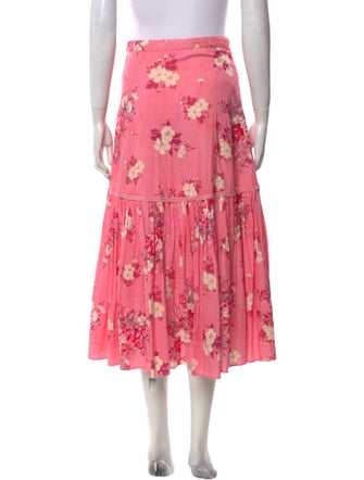 LoveShackFancy Floral Print Midi Length Skirt