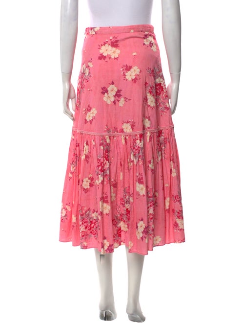 LoveShackFancy Floral Print Midi Length Skirt