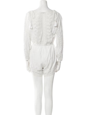 LoveShackFancy Lace Pattern V-Neck Romper