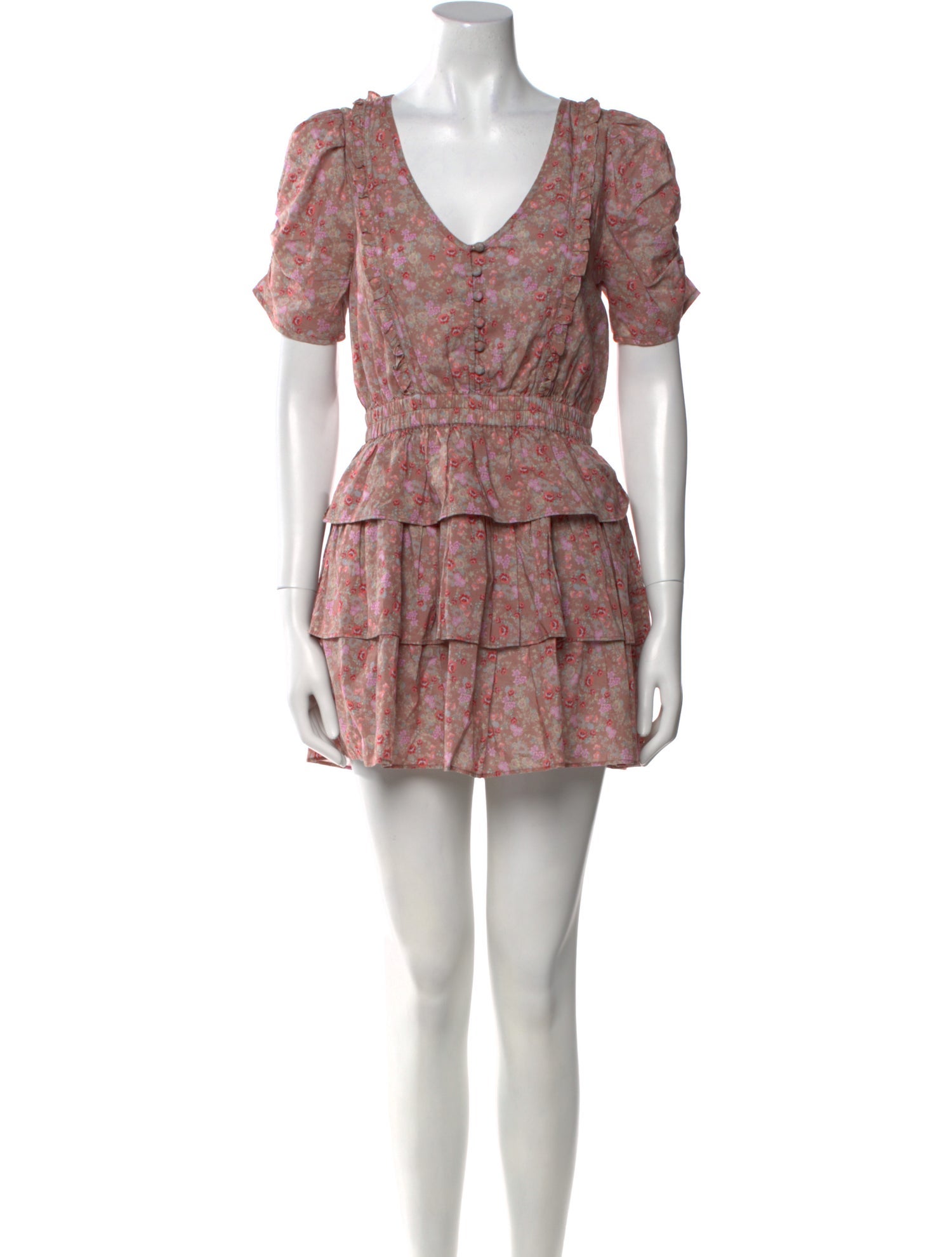 LoveShackFancy Floral Print Mini Dress