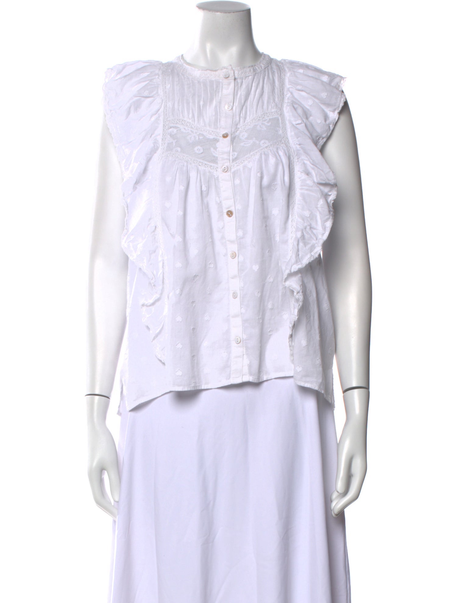 LoveShackFancy Bateau Neckline Sleeveless Blouse