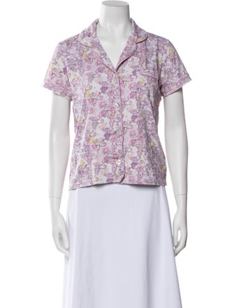 LoveShackFancy Printed Embroidered Accent Pajamas