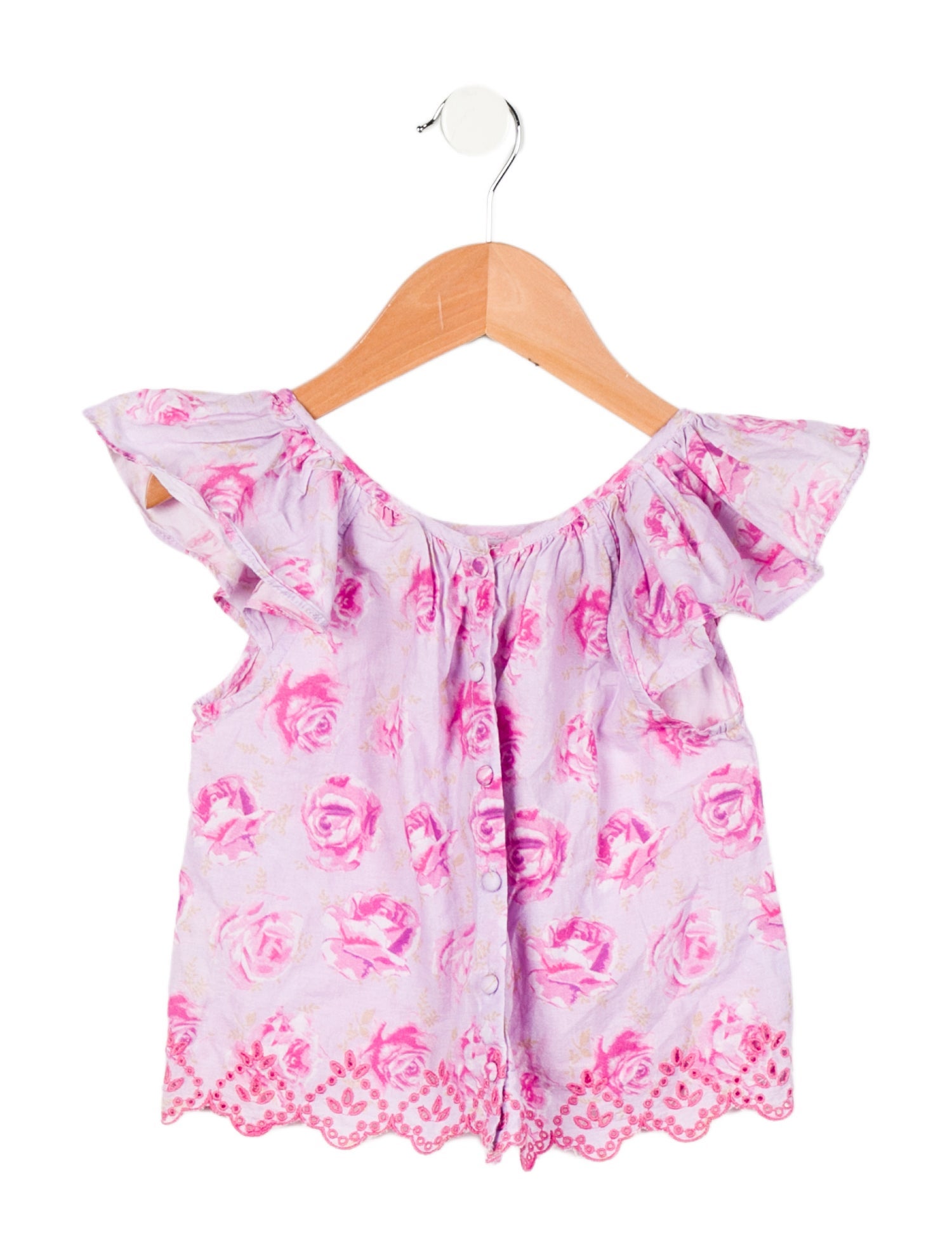 LoveShackFancy Toddler Girls' Scallop Trimmed Top