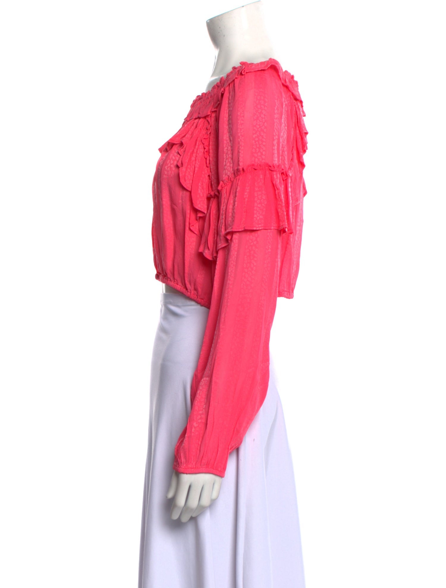 LoveShackFancy Scoop Neck Long Sleeve Crop Top