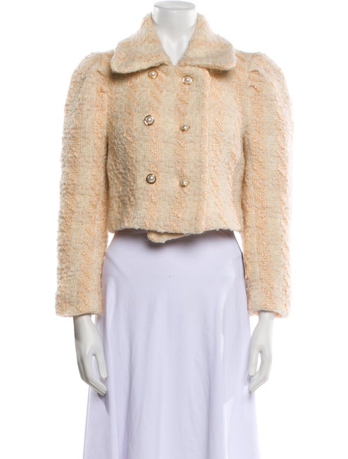 LoveShackFancy Wool Tweed Pattern Faux Fur Jacket