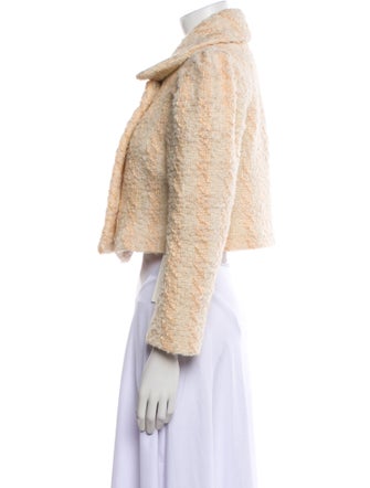 LoveShackFancy Wool Tweed Pattern Faux Fur Jacket