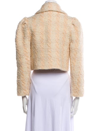 LoveShackFancy Wool Tweed Pattern Faux Fur Jacket